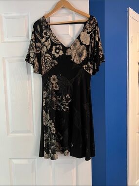 Desigual Black and Beige Floral Midi Dress